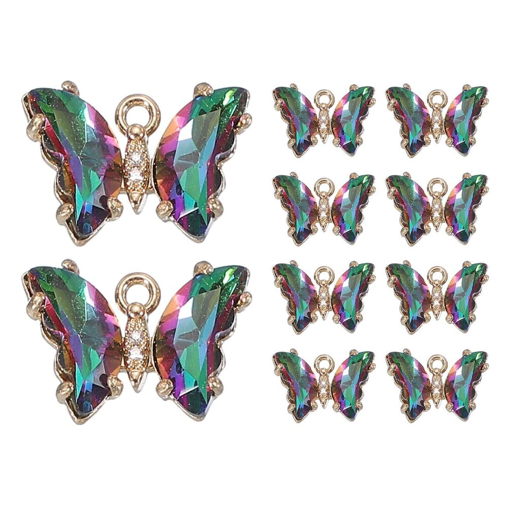 6277 10 Pcs Rhinestone Butterfly Charm Crystal Butterfly Rhinestones